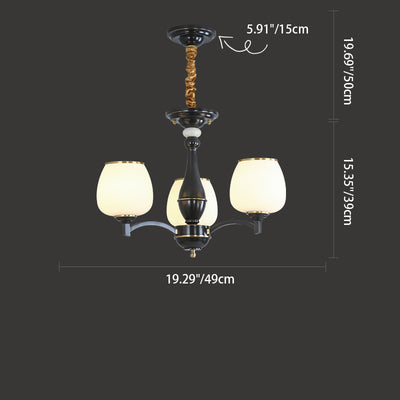 Modern Luxury Jar Copper Glass 3/5/6 Light Chandelier For Living Room