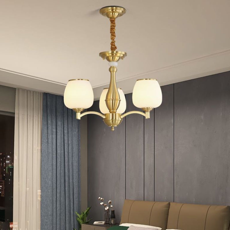 Modern Luxury Jar Copper Glass 3/5/6 Light Chandelier For Living Room