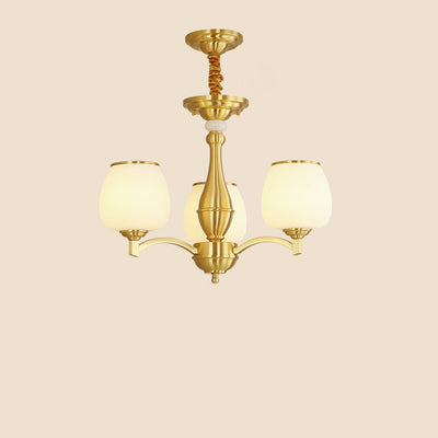 Modern Luxury Jar Copper Glass 3/5/6 Light Chandelier For Living Room