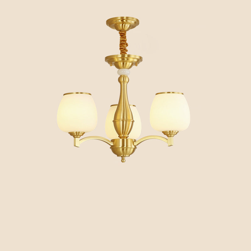 Modern Luxury Jar Copper Glass 3/5/6 Light Chandelier For Living Room