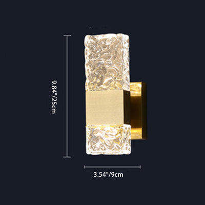 Modern Luxury Rectangular Crystal Stainless Steel LED Wall Sconce Lamp For Bedroom