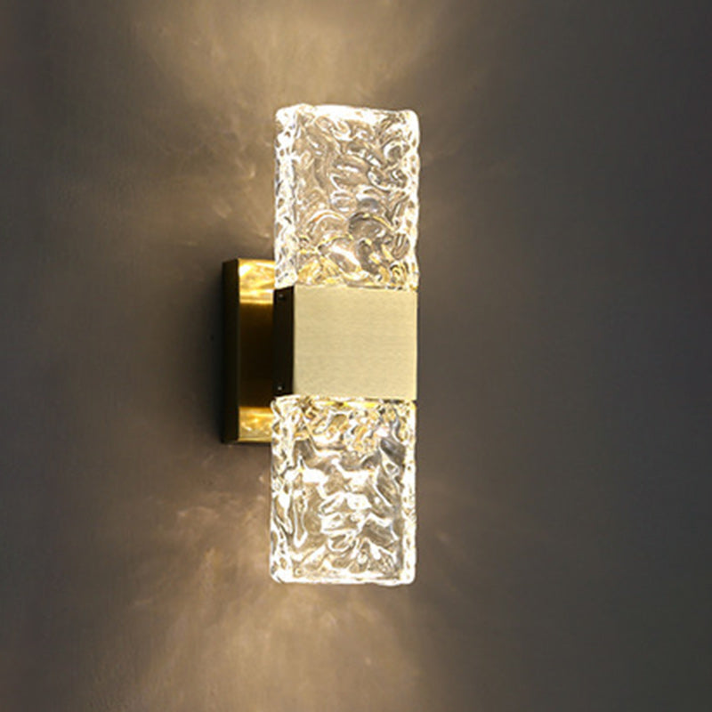 Modern Luxury Rectangular Crystal Stainless Steel LED Wall Sconce Lamp For Bedroom