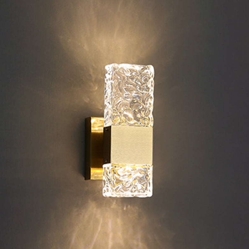 Modern Luxury Rectangular Crystal Stainless Steel LED Wall Sconce Lamp For Bedroom