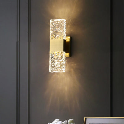 Modern Luxury Rectangular Crystal Stainless Steel LED Wall Sconce Lamp For Bedroom