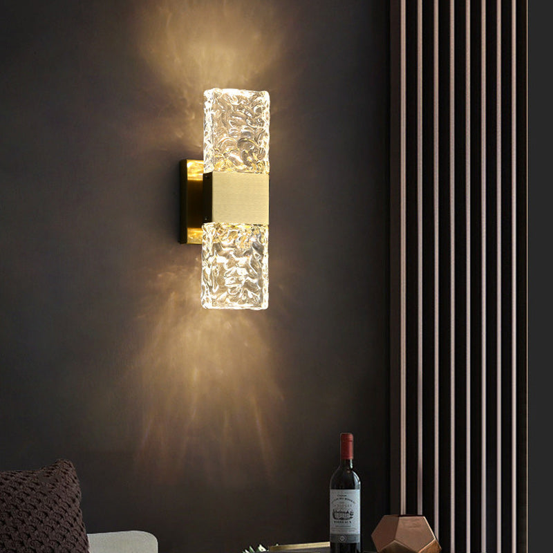 Modern Luxury Rectangular Crystal Stainless Steel LED Wall Sconce Lamp For Bedroom