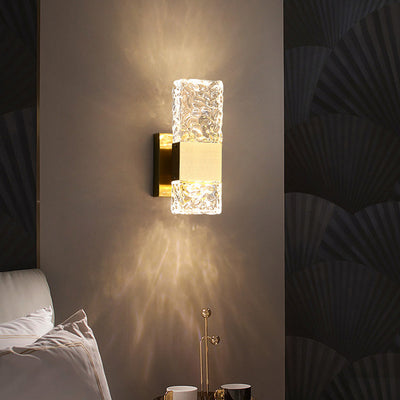 Modern Luxury Rectangular Crystal Stainless Steel LED Wall Sconce Lamp For Bedroom