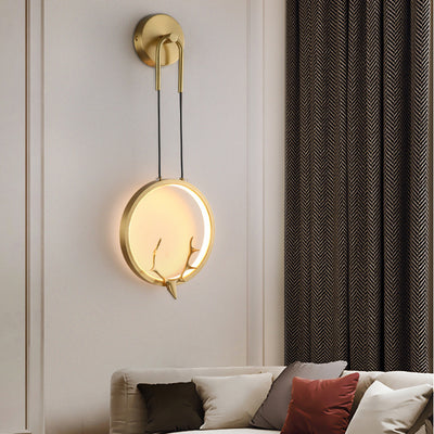 Contemporary Nordic Circle Copper Silicone LED Wall Sconce Lamp For Bedroom