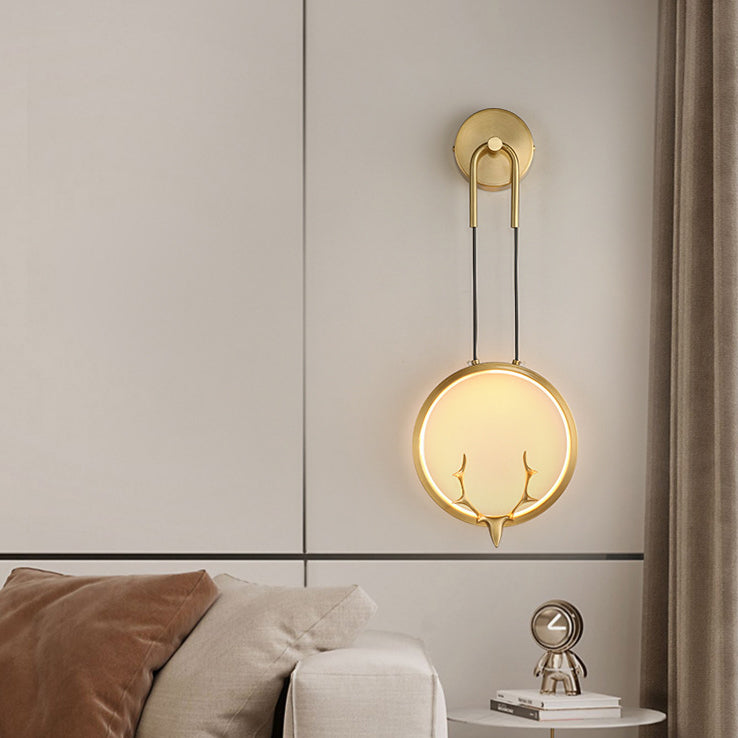 Contemporary Nordic Circle Copper Silicone LED Wall Sconce Lamp For Bedroom