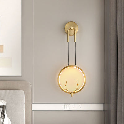 Contemporary Nordic Circle Copper Silicone LED Wall Sconce Lamp For Bedroom