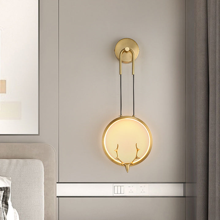 Contemporary Nordic Circle Copper Silicone LED Wall Sconce Lamp For Bedroom