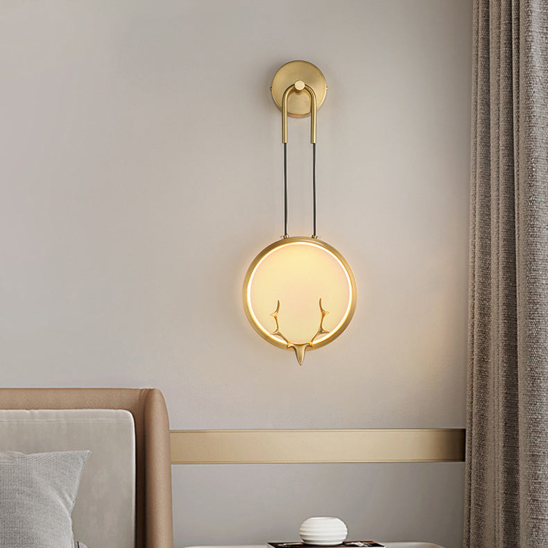 Contemporary Nordic Circle Copper Silicone LED Wall Sconce Lamp For Bedroom