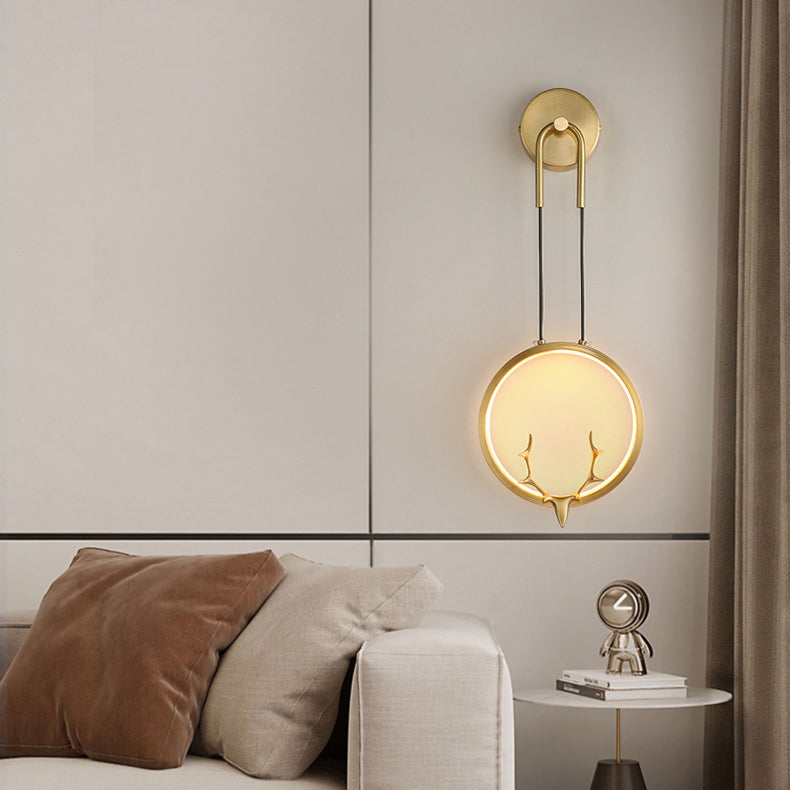 Contemporary Nordic Circle Copper Silicone LED Wall Sconce Lamp For Bedroom