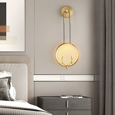 Contemporary Nordic Circle Copper Silicone LED Wall Sconce Lamp For Bedroom