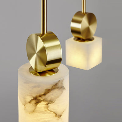 Contemporary Luxury Square Copper Marble 1-Light Pendant Light For Bedroom