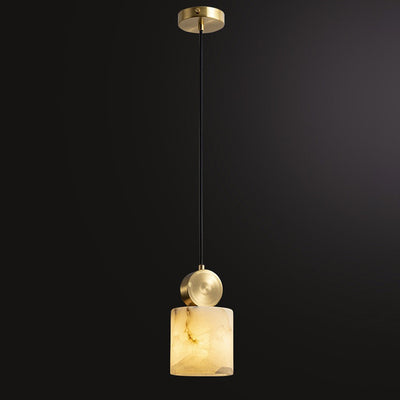 Contemporary Luxury Square Copper Marble 1-Light Pendant Light For Bedroom