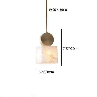 Contemporary Luxury Square Copper Marble 1-Light Pendant Light For Bedroom