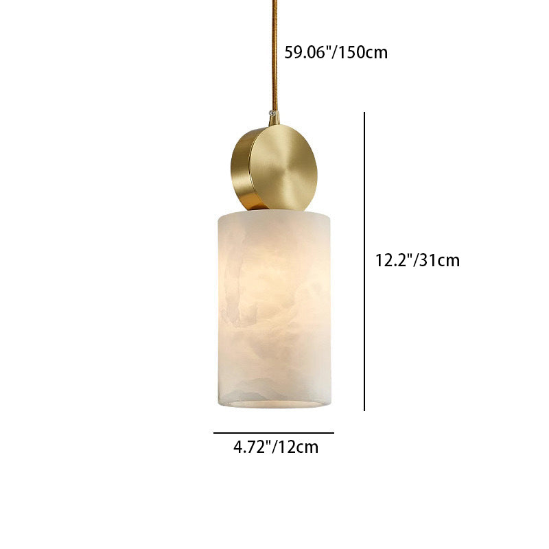 Contemporary Luxury Square Copper Marble 1-Light Pendant Light For Bedroom