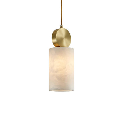 Contemporary Luxury Square Copper Marble 1-Light Pendant Light For Bedroom