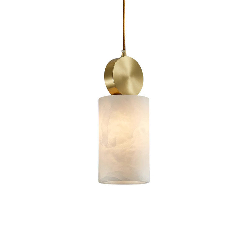 Contemporary Luxury Square Copper Marble 1-Light Pendant Light For Bedroom