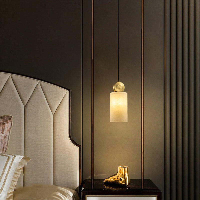 Contemporary Luxury Square Copper Marble 1-Light Pendant Light For Bedroom