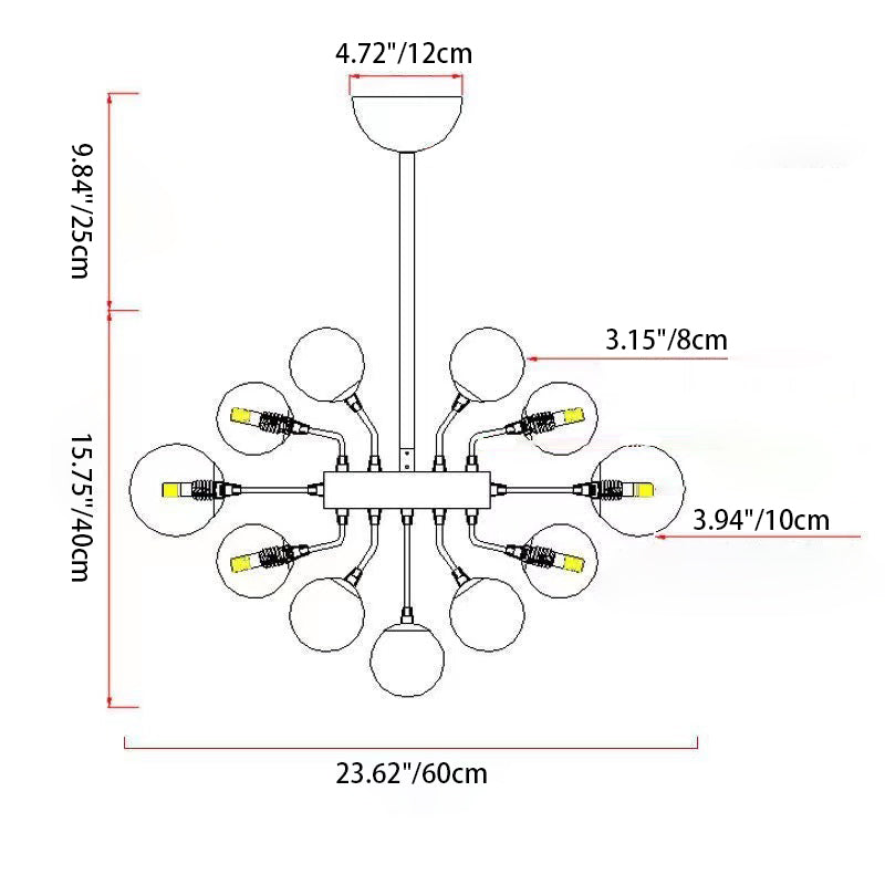 Contemporary Creative Modo Sphere Iron Glass 19-Light Chandelier For Living Room