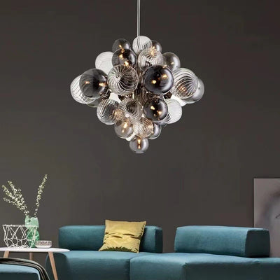 Contemporary Creative Modo Sphere Iron Glass 19-Light Chandelier For Living Room