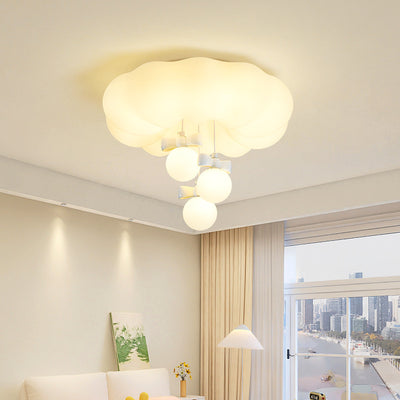 Modern Simplicity Cloud Round Iron PE LED Flush Mount Ceiling Light For Bedroom