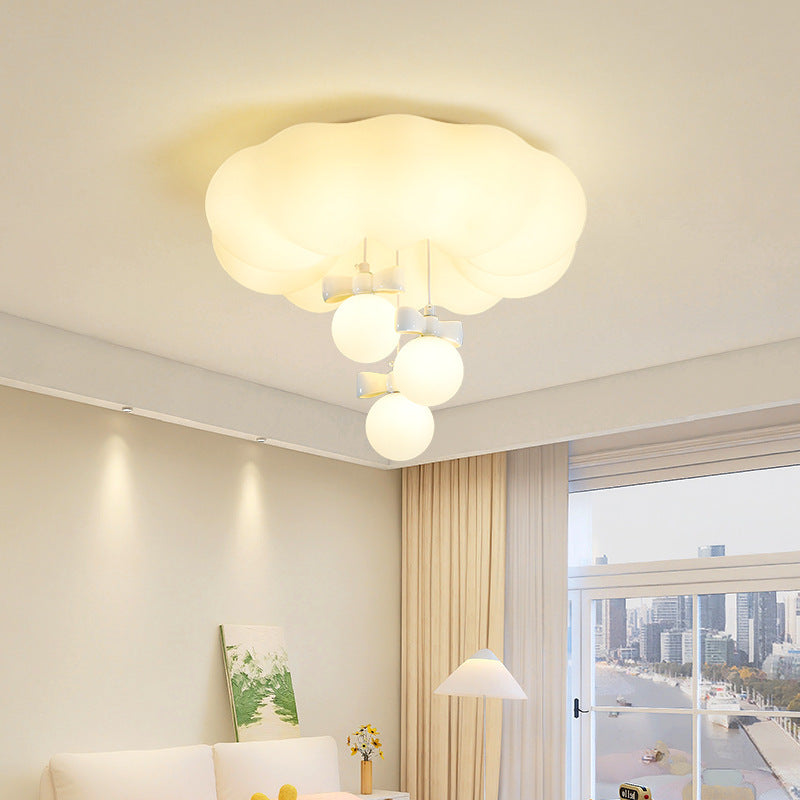 Modern Simplicity Cloud Round Iron PE LED Flush Mount Ceiling Light For Bedroom