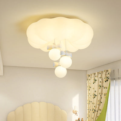 Modern Simplicity Cloud Round Iron PE LED Flush Mount Ceiling Light For Bedroom