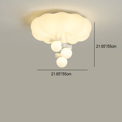 Modern Simplicity Cloud Round Iron PE LED Flush Mount Ceiling Light For Bedroom