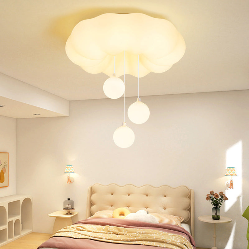 Modern Simplicity Cloud Round Iron PE LED Flush Mount Ceiling Light For Bedroom