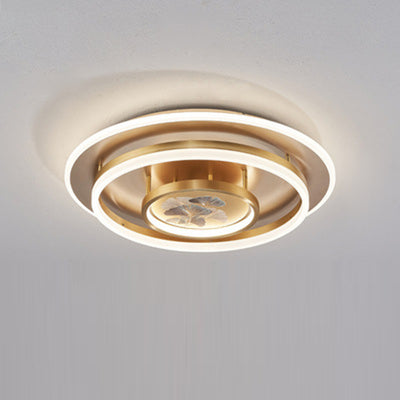 Traditional Chinese Round Brass Metal Acrylic LED Semi-Flush Mount Ceiling Light For Bedroom