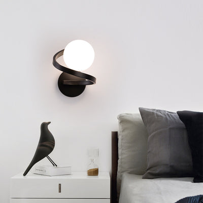 Modern Simplicity Sphere Iron Glass 1-Light Wall Sconce Lamp For Bedroom