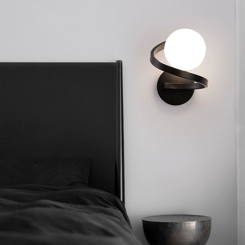 Modern Simplicity Sphere Iron Glass 1-Light Wall Sconce Lamp For Bedroom