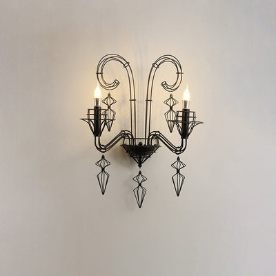 Traditional French Line Carbon Steel 1/2 Light Wall Sconce Lamp For Bedroom