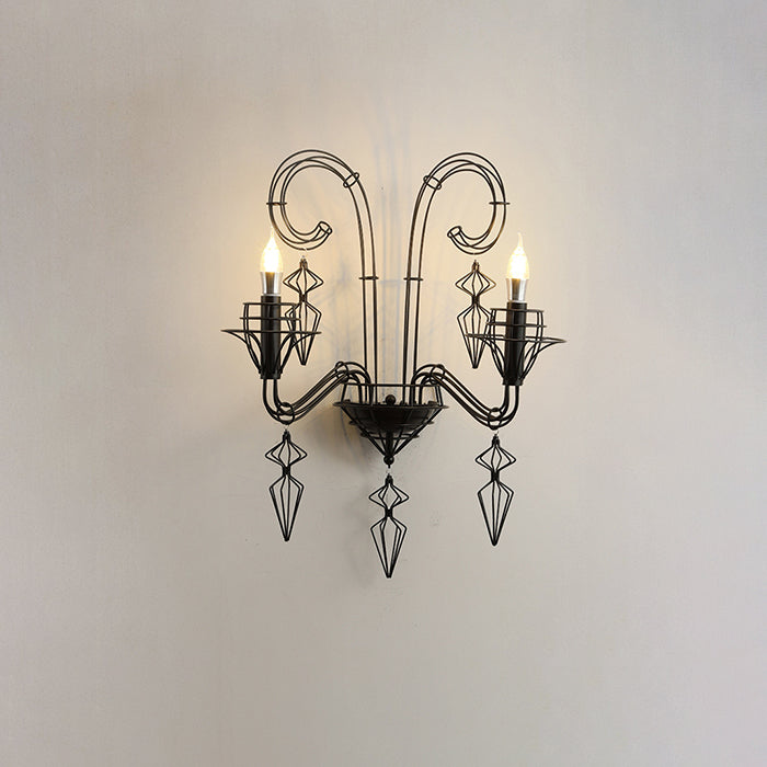 Traditional French Line Carbon Steel 1/2 Light Wall Sconce Lamp For Bedroom