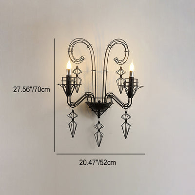 Traditional French Line Carbon Steel 1/2 Light Wall Sconce Lamp For Bedroom