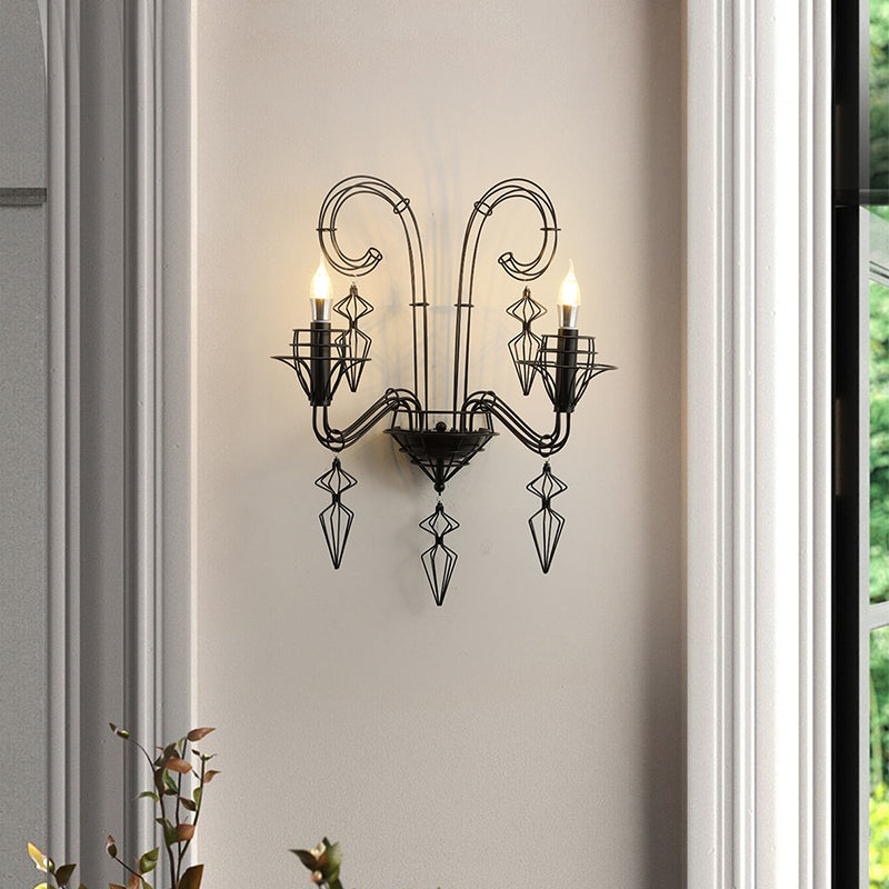 Traditional French Line Carbon Steel 1/2 Light Wall Sconce Lamp For Bedroom