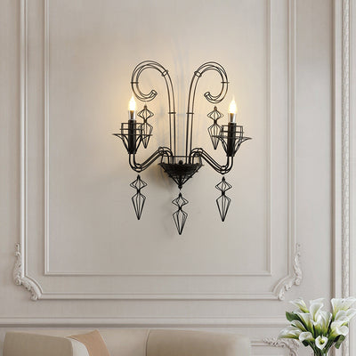 Traditional French Line Carbon Steel 1/2 Light Wall Sconce Lamp For Bedroom