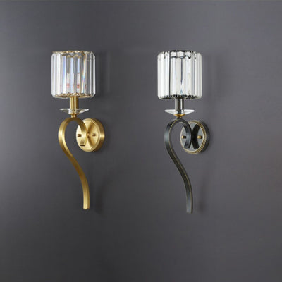 Traditional French Cylinder Copper Glass 1-Light Wall Sconce Lamp For Bedroom