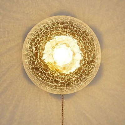 Traditional French Sphere Ash Wood Glass 1-Light Wall Sconce Lamp For Bedroom