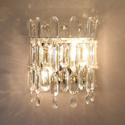 Modern Luxury Water Drop Metal Crystal 2-Light Wall Sconce Lamp For Living Room