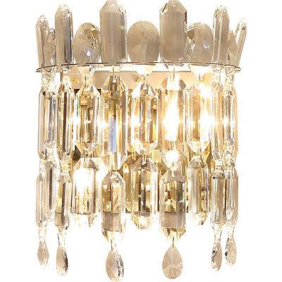 Modern Luxury Water Drop Metal Crystal 2-Light Wall Sconce Lamp For Living Room