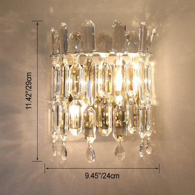 Modern Luxury Water Drop Metal Crystal 2-Light Wall Sconce Lamp For Living Room