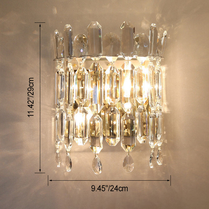 Modern Luxury Water Drop Metal Crystal 2-Light Wall Sconce Lamp For Living Room