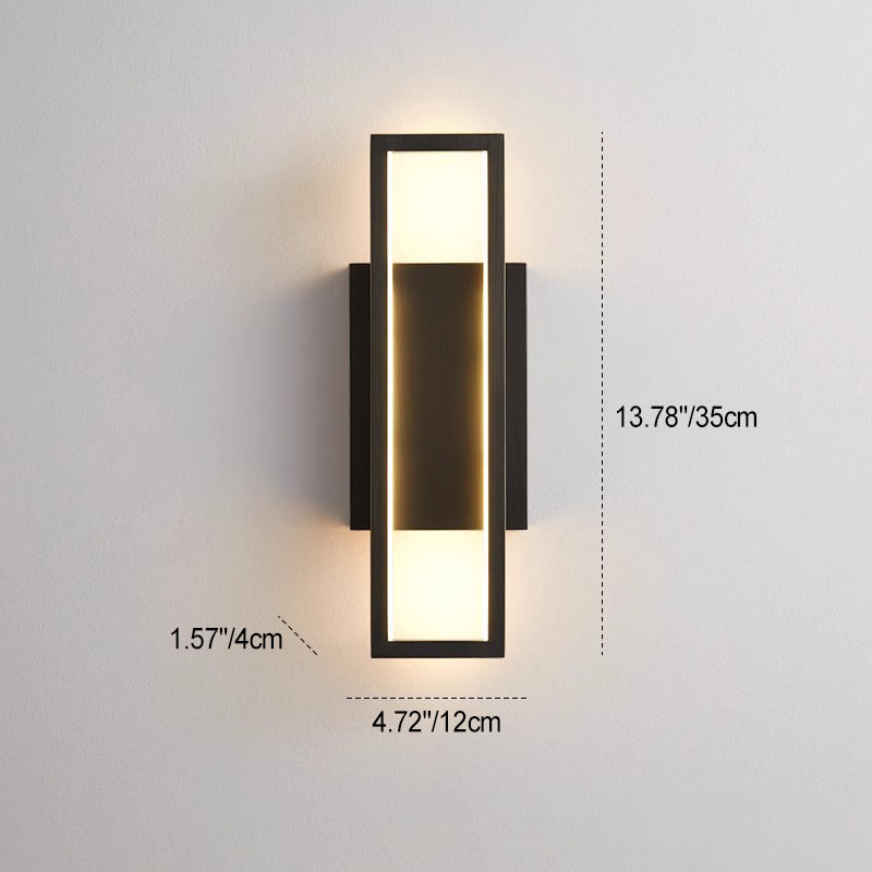 Modern Luxury Rectangular Copper LED Wall Sconce Lamp For Bedroom