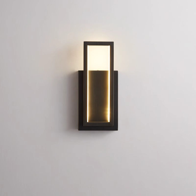 Modern Luxury Rectangular Copper LED Wall Sconce Lamp For Bedroom