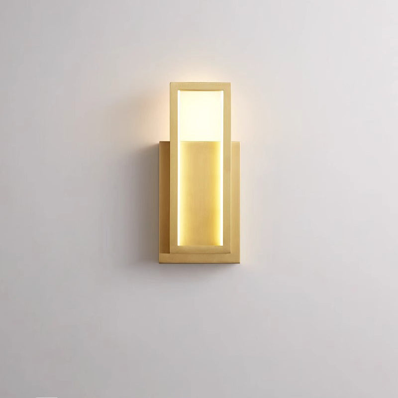 Modern Luxury Rectangular Copper LED Wall Sconce Lamp For Bedroom