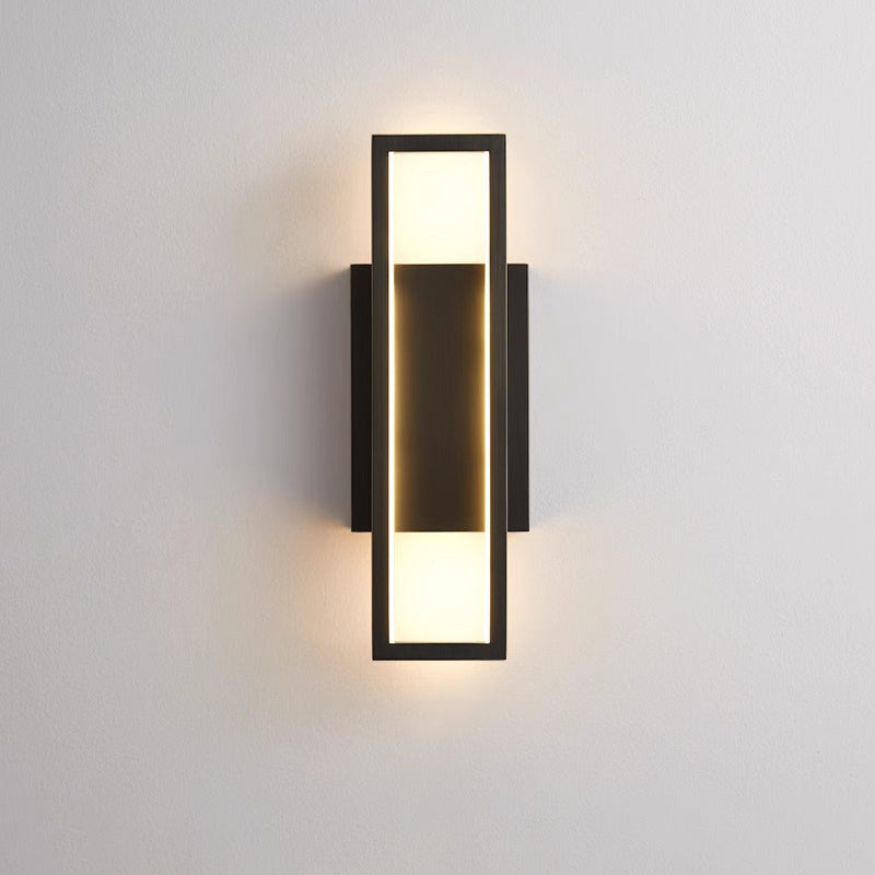 Modern Luxury Rectangular Copper LED Wall Sconce Lamp For Bedroom