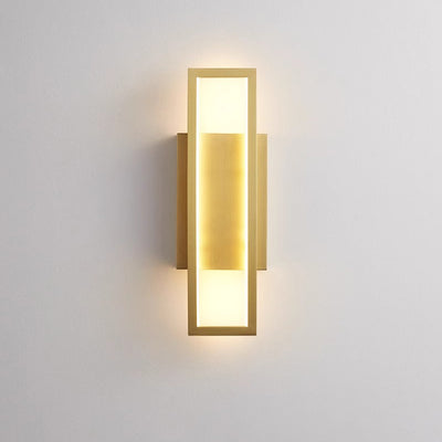 Modern Luxury Rectangular Copper LED Wall Sconce Lamp For Bedroom